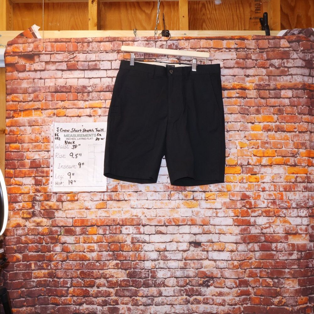 J. Crew Stretch Twill Shorts Black Sz 30 Men-9" Inseam NEW BE052 Classic Preppy